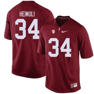 Men Houston Heimuli Cardinal Cardinal College Football #34 Jersey 723875-349