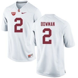 Men Colby Bowman White Stanford University College Football #2 Jersey 944734-252