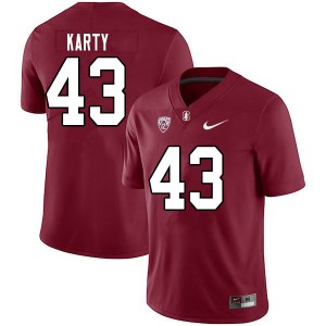 Men Joshua Karty Cardinal Stanford University College Football #43 Jersey 127430-121