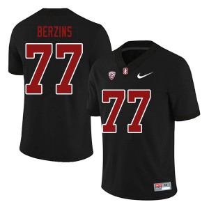 Men Logan Berzins Black Stanford University College Football #77 Jersey 460641-956