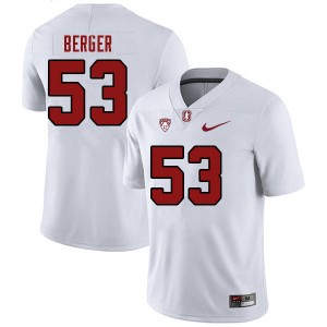 Men Carson Berger White Stanford University College Football #53 Jersey 514082-314
