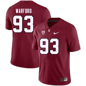 Men Peyton Warford Cardinal Stanford College Football #93 Jersey 333875-778