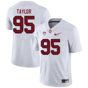 Men Aristotle Taylor White Cardinal College Football #95 Jersey 367120-307