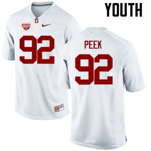 Youth Bo Peek White Stanford Cardinal College Football #92 Jersey 288319-671