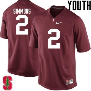 Youth Brandon Simmons Cardinal Stanford University College Football #2 Jersey 974598-518