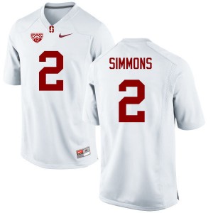 Men Brandon Simmons White Stanford College Football #2 Jersey 173375-356