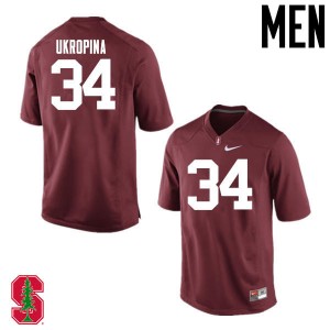 Men Conrad Ukropina Cardinal Stanford College Football #34 Jersey 624009-583