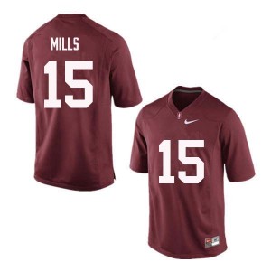 Men David Mills Red Stanford College Football #15 Jersey 376871-925