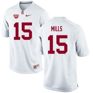 Men David Mills White Stanford University College Football #15 Jersey 887029-897