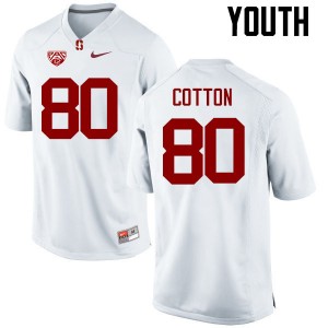 Youth Eric Cotton White Stanford Cardinal College Football #80 Jersey 413526-212