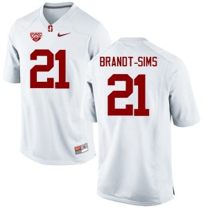 Men Isaiah Brandt-Sims White Stanford University College Football #21 Jersey 419034-960
