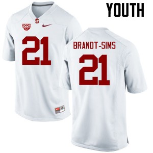 Youth Isaiah Brandt-Sims White Stanford Cardinal College Football #21 Jersey 398304-933