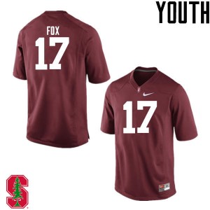Youth Jordan Fox Cardinal Stanford College Football #17 Jersey 924509-881