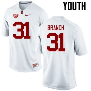 Youth Mustafa Branch White Stanford College Football #31 Jersey 960986-791
