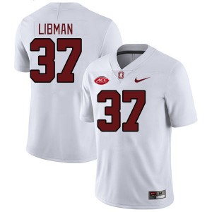 Men Myles Libman White Stanford 2024 ACC Conference College Football #37 Jersey 959910-444