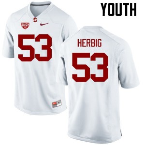 Youth Nate Herbig White Stanford College Football #53 Jersey 305739-849