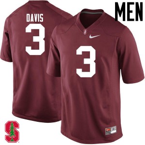 Men Noor Davis Cardinal Stanford College Football #3 Jersey 378636-425