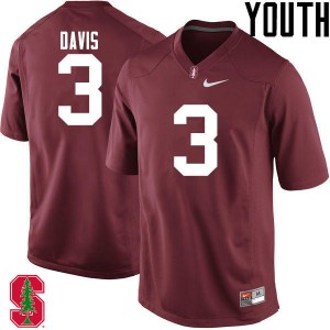 Youth Noor Davis Cardinal Stanford College Football #3 Jersey 856469-638