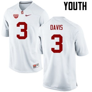 Youth Noor Davis White Stanford Cardinal College Football #3 Jersey 328522-285
