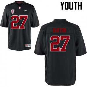 Youth Sean Barton Black Stanford College Football #27 Jersey 412050-430