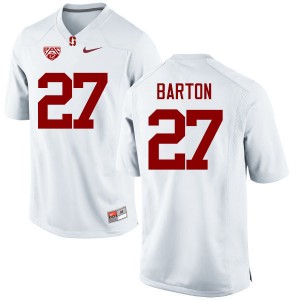 Men Sean Barton White Stanford Cardinal College Football #27 Jersey 547509-795