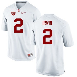 Men Trent Irwin White Stanford University College Football #2 Jersey 222893-351