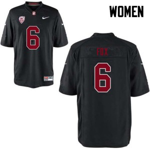 Women Andres Fox Black Stanford Cardinal College Football #6 Jersey 523692-993