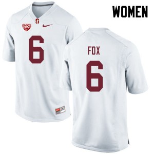 Women Andres Fox White Stanford Cardinal College Football #6 Jersey 297788-497