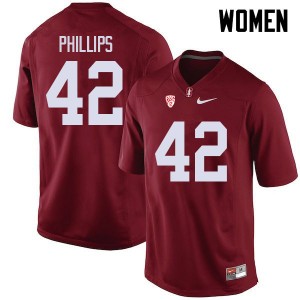 Women Caleb Phillips Cardinal Stanford College Football #42 Jersey 815004-925