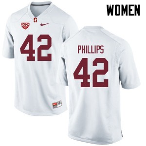 Women Caleb Phillips White Stanford University College Football #42 Jersey 114099-385