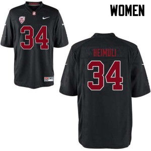 Women Houston Heimuli Black Stanford University College Football #34 Jersey 931589-561