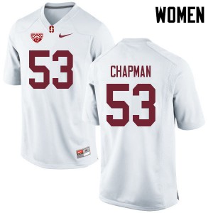 Women Jack Chapman White Stanford University College Football #53 Jersey 633785-231