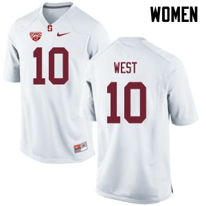 Women Jack West White Stanford Cardinal College Football #10 Jersey 734405-335