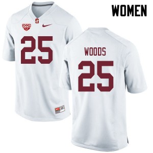 Women Justus Woods White Stanford College Football #25 Jersey 235093-498