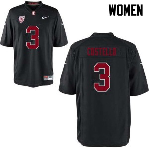 Women K.J. Costello Black Stanford College Football #3 Jersey 312980-126
