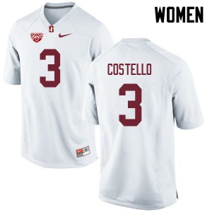Women K.J. Costello White Stanford Cardinal College Football #3 Jersey 553979-253