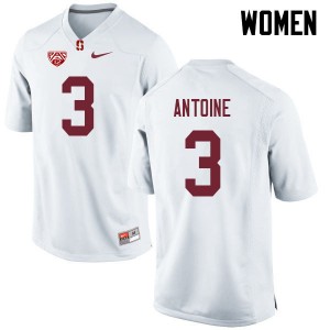 Women Malik Antoine White Cardinal College Football #3 Jersey 117692-219