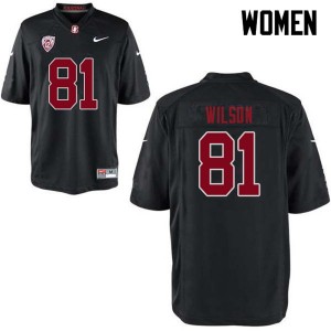 Women Michael Wilson Black Stanford University College Football #81 Jersey 381277-254