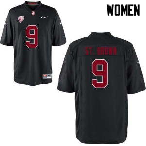 Women Osiris St. Brown Black Stanford University College Football #9 Jersey 780065-508