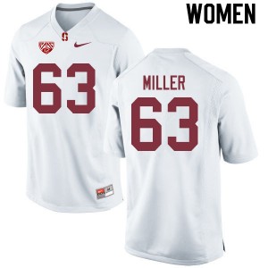 Women Barrett Miller White Stanford College Football #63 Jersey 188040-316