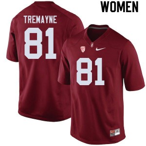 Women Brycen Tremayne Cardinal Cardinal College Football #81 Jersey 226489-250
