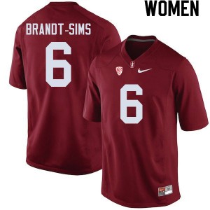 Women Isaiah Brandt-Sims Cardinal Stanford University College Football #6 Jersey 476695-314
