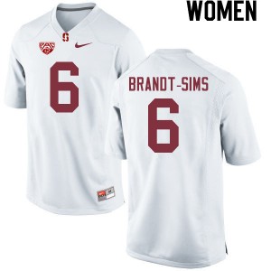 Women Isaiah Brandt-Sims White Stanford College Football #6 Jersey 335378-776