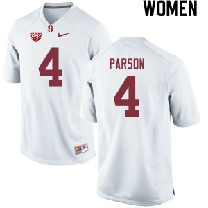 Women J.J. Parson White Stanford College Football #4 Jersey 302334-580