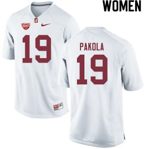 Women Joshua Pakola White Stanford College Football #19 Jersey 216034-204
