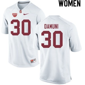 Women Levani Damuni White Stanford College Football #30 Jersey 574050-941