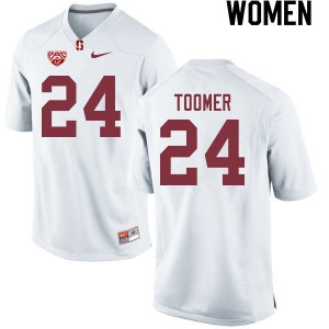 Women Nicolas Toomer White Stanford College Football #24 Jersey 847912-441