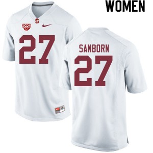Women Ryan Sanborn White Stanford College Football #27 Jersey 951146-935