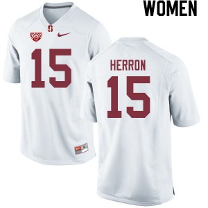 Women Stephen Herron White Stanford College Football #15 Jersey 306909-263