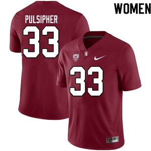 Women Anson Pulsipher Cardinal Stanford University College Football #33 Jersey 392414-216